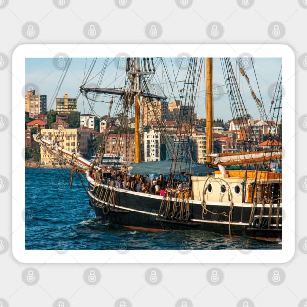 Southern Swan Sailing Ship, Sydney Harbour, Australia Sticker by Upbeat Traveler